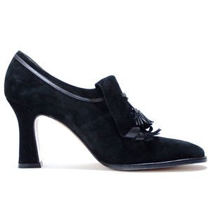 Vintage Ferragamo Black Suede Tassel Pumps 7.5AA